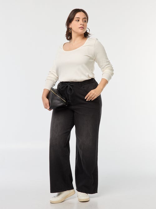 Wide leg broek van raw denim - Kiabi