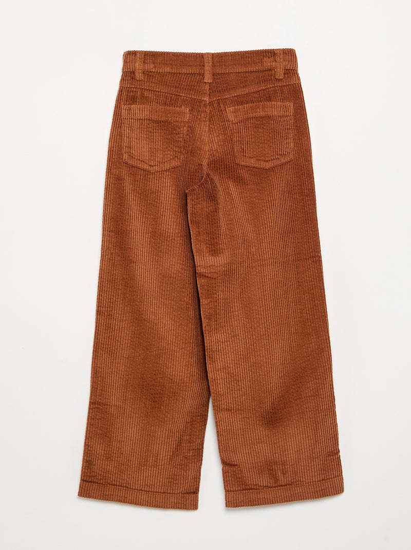 Wide leg-broek van ribfluweel Bruin - Kiabi