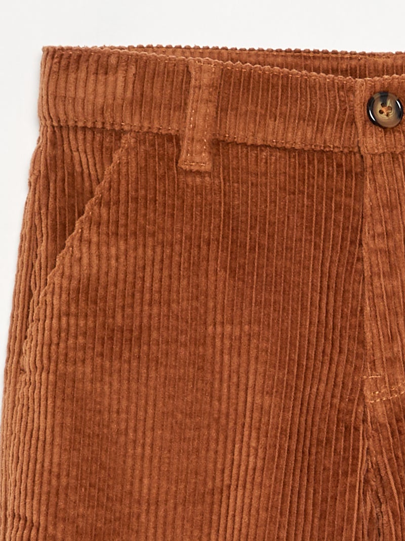 Wide leg-broek van ribfluweel Bruin - Kiabi