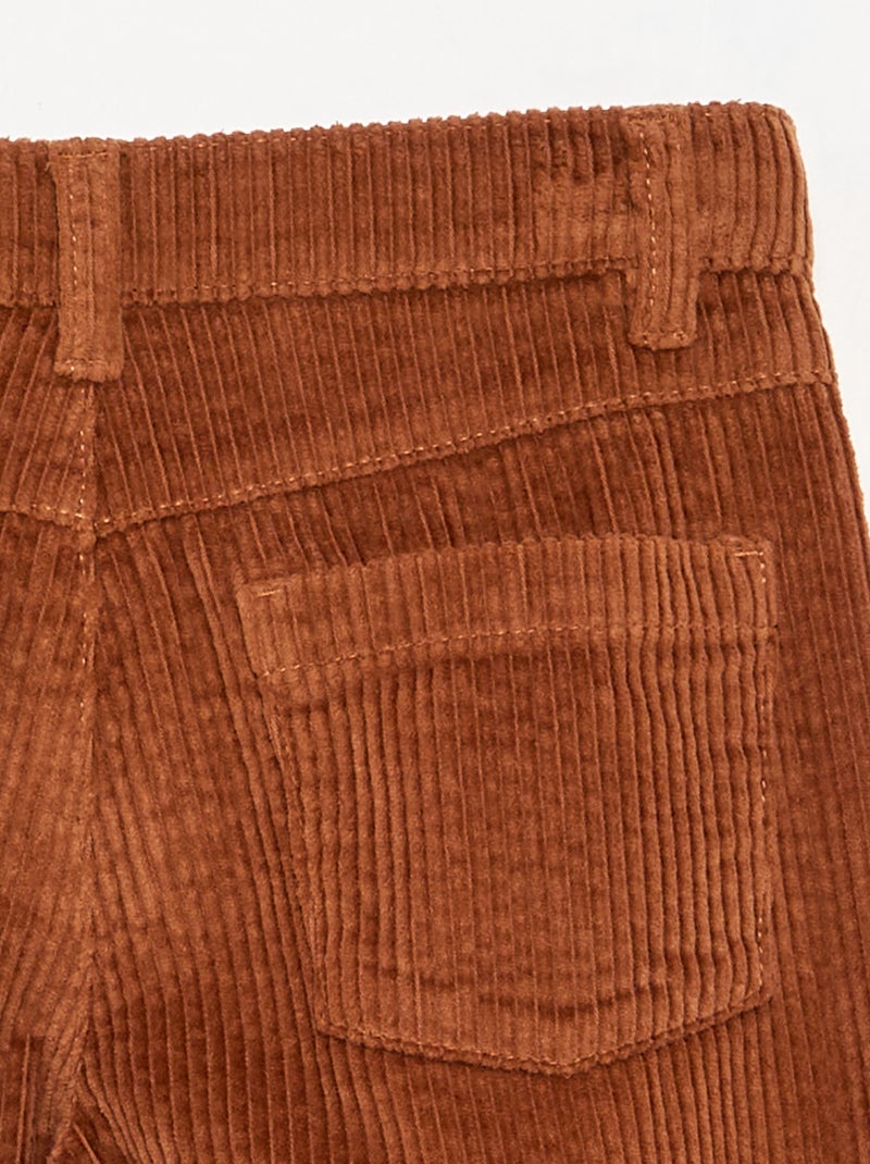 Wide leg-broek van ribfluweel Bruin - Kiabi