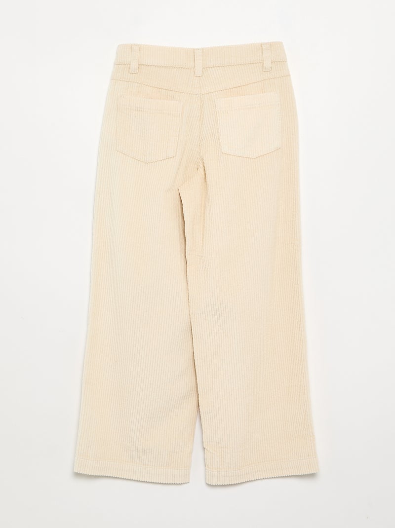 Wide leg-broek van ribfluweel Wit - Kiabi