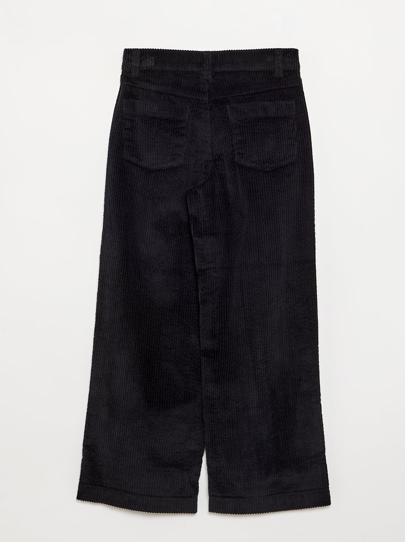 Wide leg-broek van ribfluweel Zwart - Kiabi