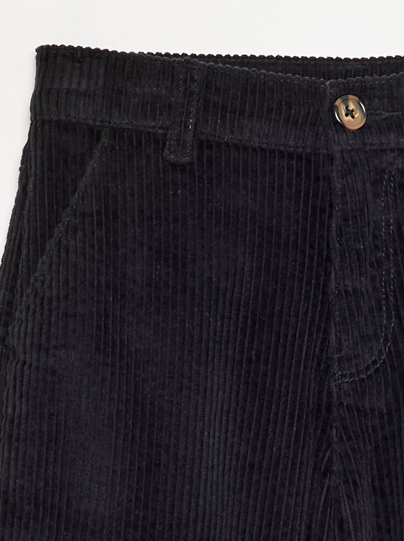 Wide leg-broek van ribfluweel Zwart - Kiabi