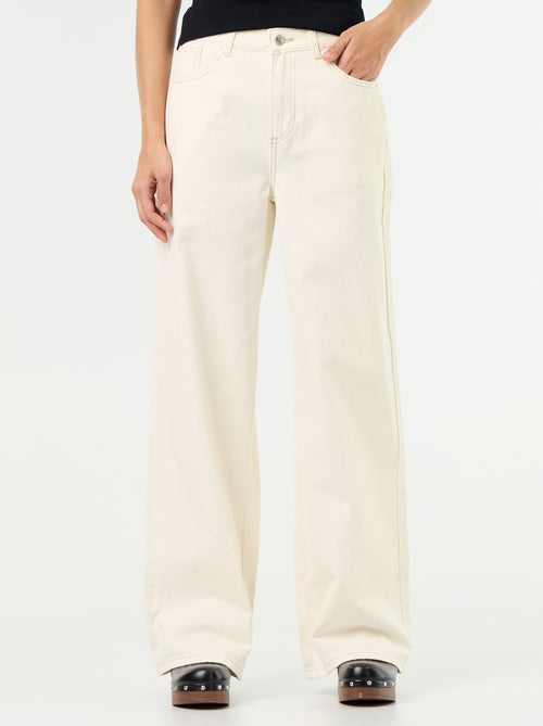 Wide leg-broek van twill met hoge taille - Kiabi