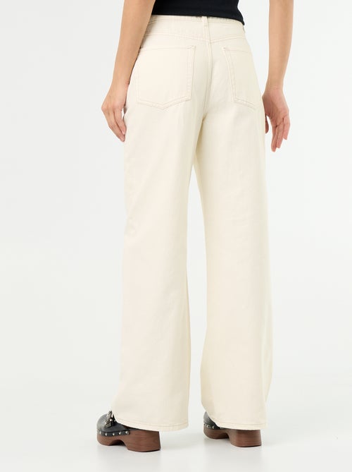 Wide leg-broek van twill met hoge taille - Kiabi