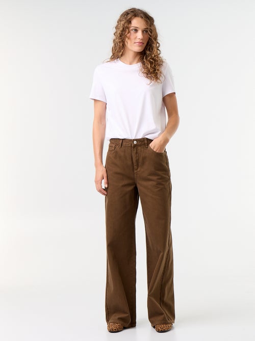Wide leg-broek van twill met hoge taille - Kiabi Wide leg-broek van twill met hoge taille - Kiabi
