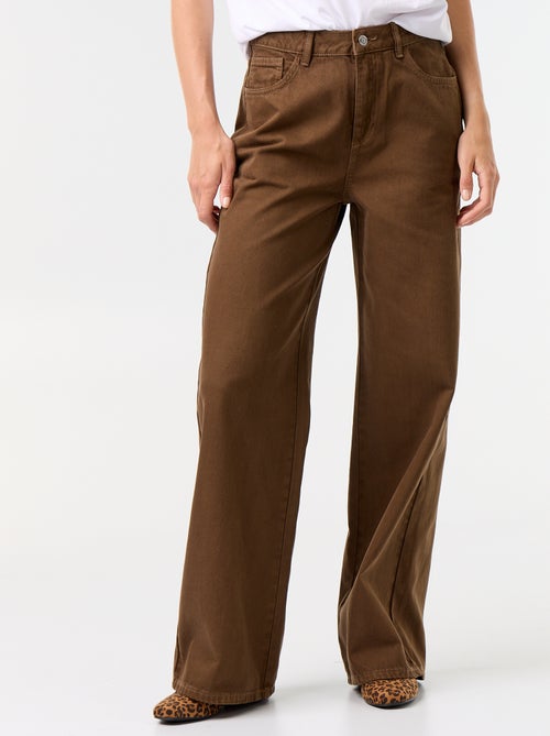 Wide leg-broek van twill met hoge taille - Kiabi Wide leg-broek van twill met hoge taille - Kiabi