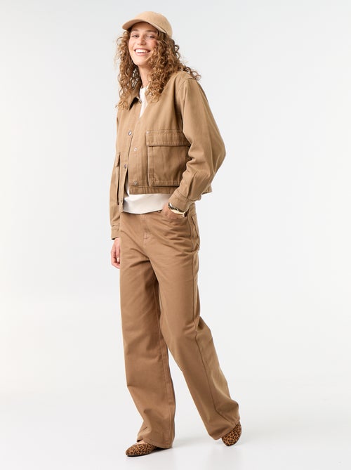 Wide leg-broek van twill met hoge taille - Kiabi Wide leg-broek van twill met hoge taille - Kiabi