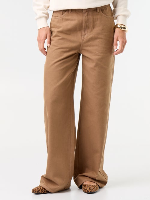 Wide leg-broek van twill met hoge taille - Kiabi Wide leg-broek van twill met hoge taille - Kiabi