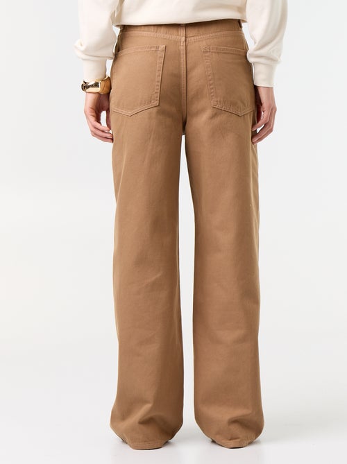 Wide leg-broek van twill met hoge taille - Kiabi Wide leg-broek van twill met hoge taille - Kiabi
