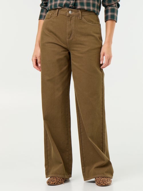 Wide leg-broek van twill met hoge taille - Kiabi Wide leg-broek van twill met hoge taille - Kiabi