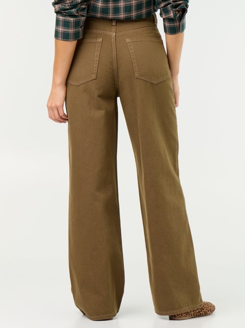 Wide leg-broek van twill met hoge taille - Kiabi Wide leg-broek van twill met hoge taille - Kiabi
