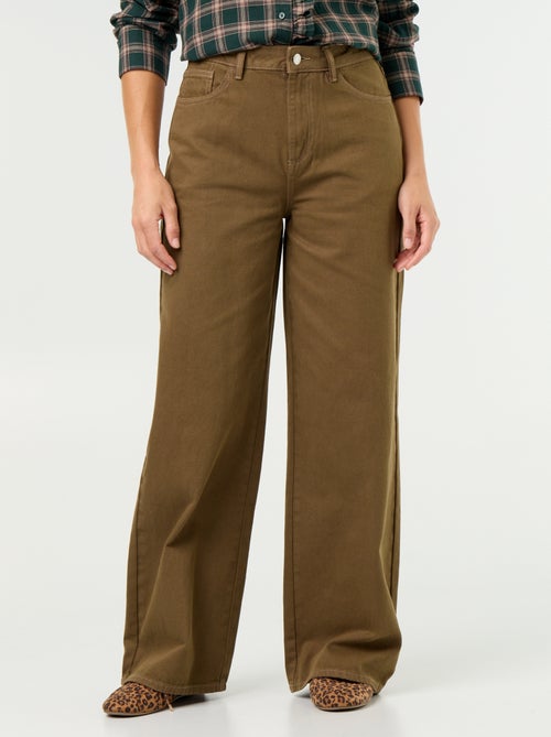 Wide leg-broek van twill met hoge taille - Kiabi Wide leg-broek van twill met hoge taille - Kiabi