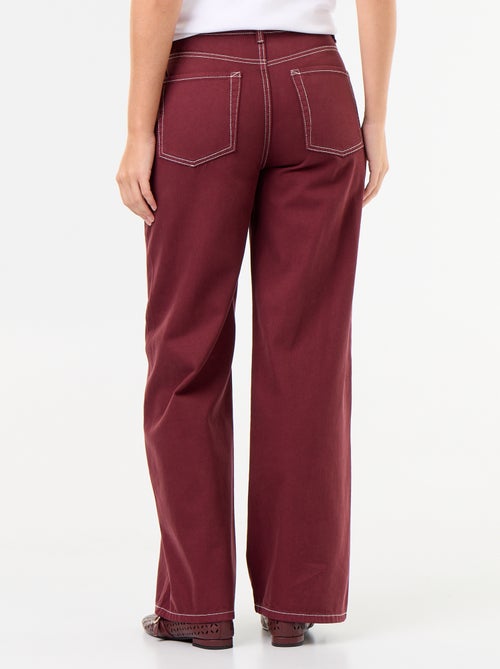 Wide leg-broek van twill met hoge taille - Kiabi