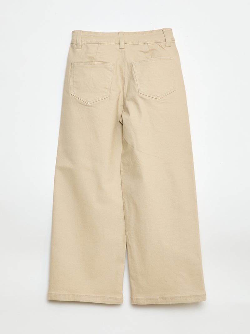 Wide leg broek zonder zakken vooraan Biege - Kiabi