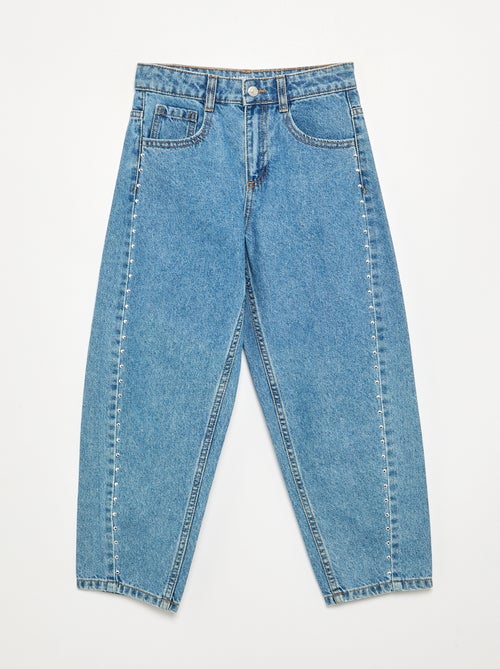 Wide leg fit broek met zilverkleurige fantasie studs - Kiabi Wide leg fit broek met zilverkleurige fantasie studs - Kiabi