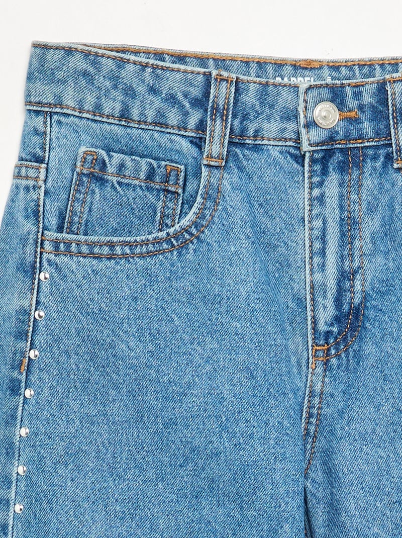 Wide leg fit broek met zilverkleurige fantasie studs Blauw - Kiabi