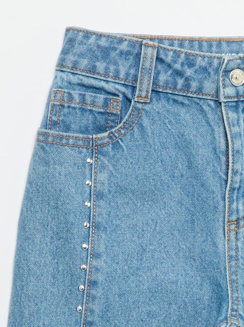Wide leg fit broek met zilverkleurige fantasie studs - Kiabi Wide leg fit broek met zilverkleurige fantasie studs - Kiabi