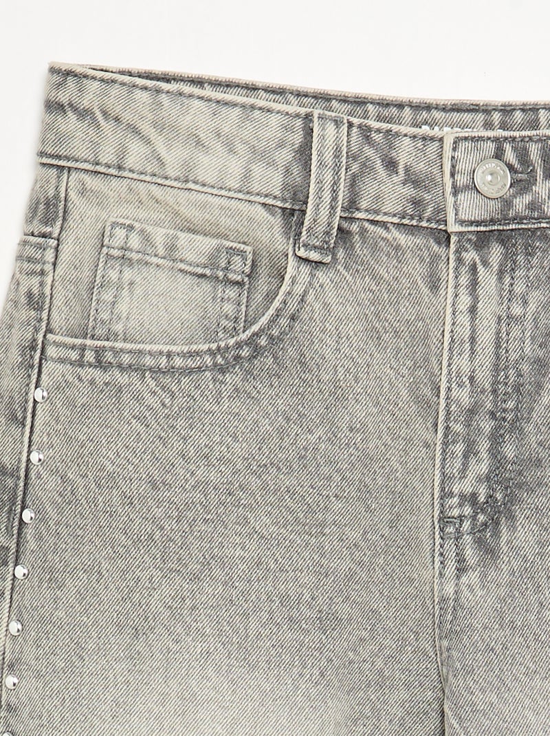 Wide leg fit broek met zilverkleurige fantasie studs Grijs - Kiabi