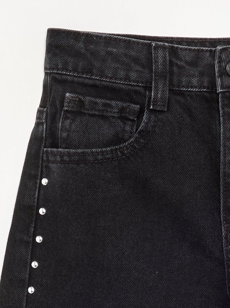 Wide leg fit broek met zilverkleurige fantasie studs Zwart - Kiabi