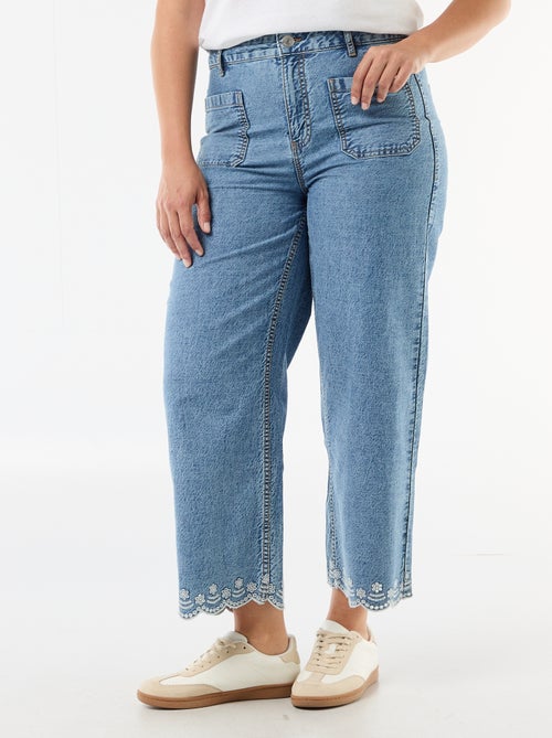 Wide leg high waist jeans met opgestikte zakken voor en achter - Kiabi