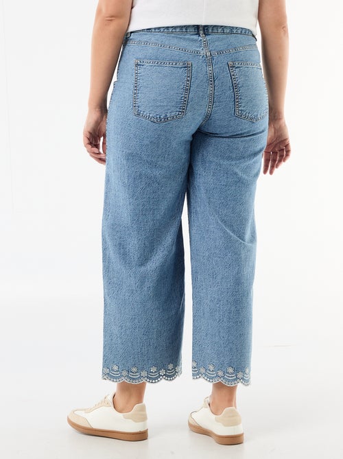 Wide leg high waist jeans met opgestikte zakken voor en achter - Kiabi