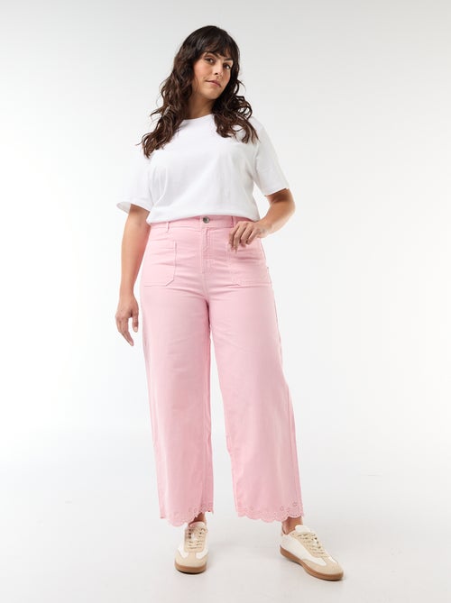 Wide leg high waist jeans met opgestikte zakken voor en achter - Kiabi