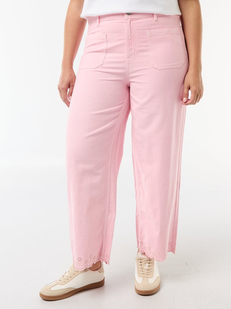 Wide leg high waist jeans met opgestikte zakken voor en achter Rose - Kiabi