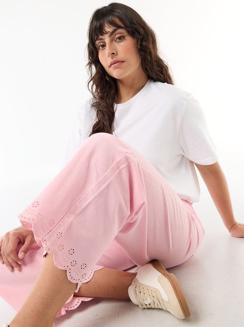 Wide leg high waist jeans met opgestikte zakken voor en achter - Kiabi