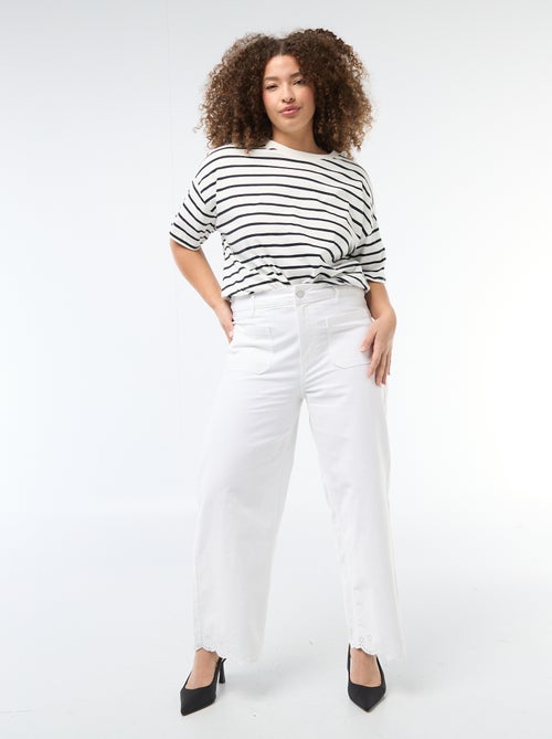 Wide leg high waist jeans met opgestikte zakken voor en achter - Kiabi