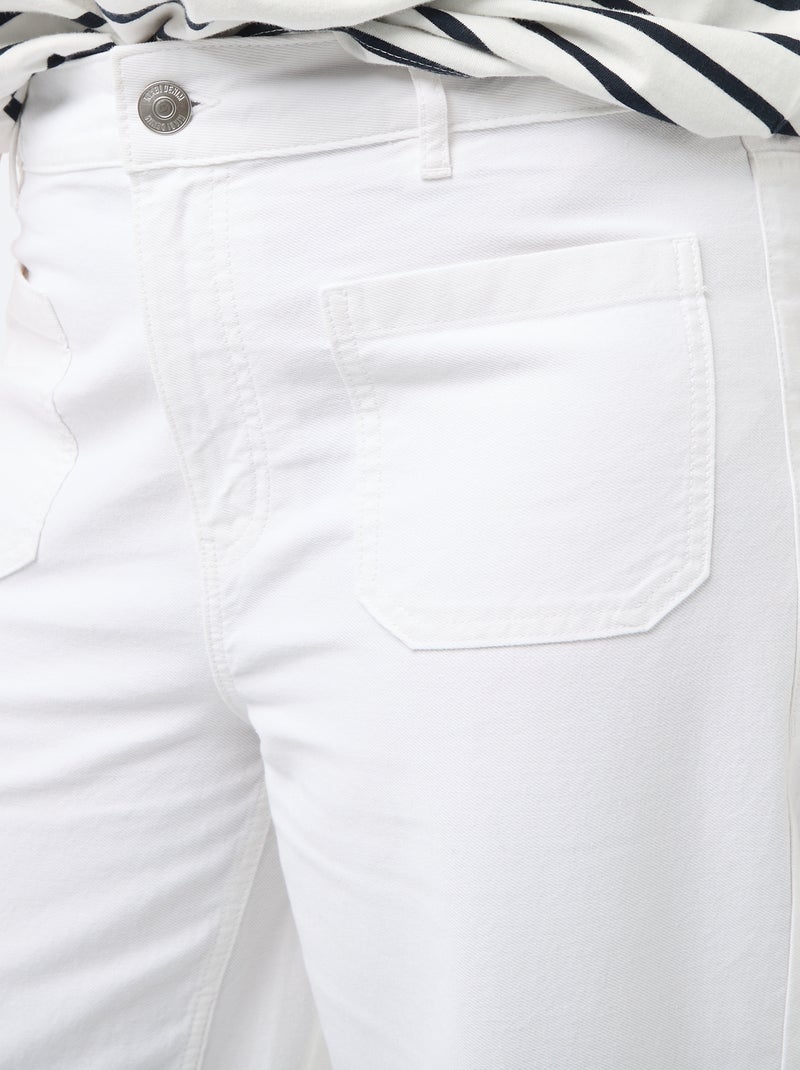 Wide leg high waist jeans met opgestikte zakken voor en achter Wit - Kiabi