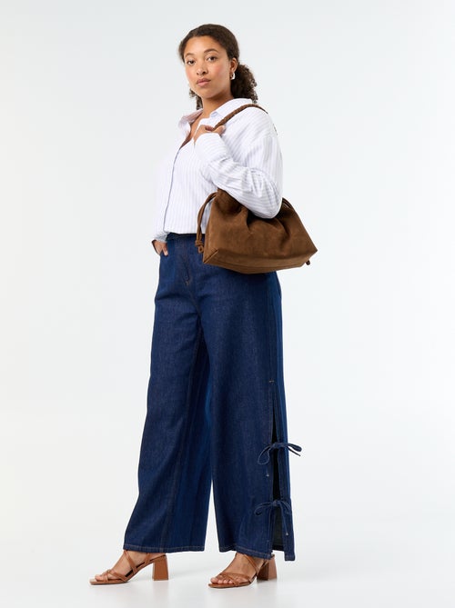 Wide leg jeans met fantasieknopen aan de zijkanten - Kiabi
