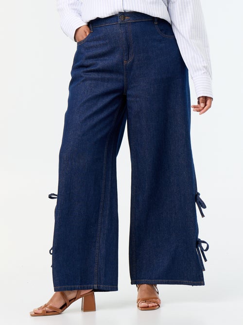 Wide leg jeans met fantasieknopen aan de zijkanten - Kiabi