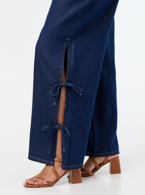 Wide leg jeans met fantasieknopen aan de zijkanten - Kiabi