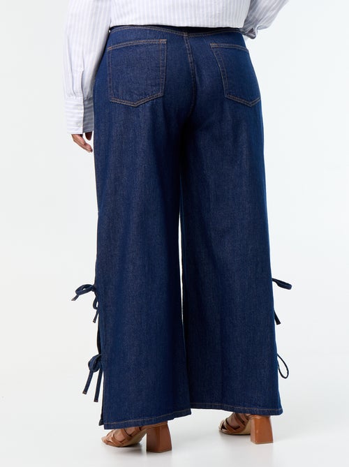 Wide leg jeans met fantasieknopen aan de zijkanten - Kiabi