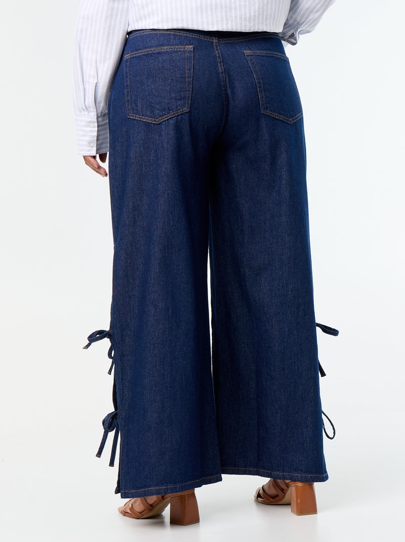 Wide leg jeans met fantasieknopen aan de zijkanten Blauw - Kiabi