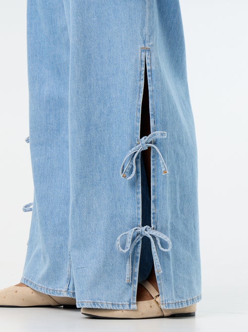 Wide leg jeans met fantasieknopen aan de zijkanten - Kiabi