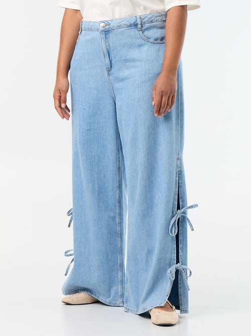 Wide leg jeans met fantasieknopen aan de zijkanten - Kiabi