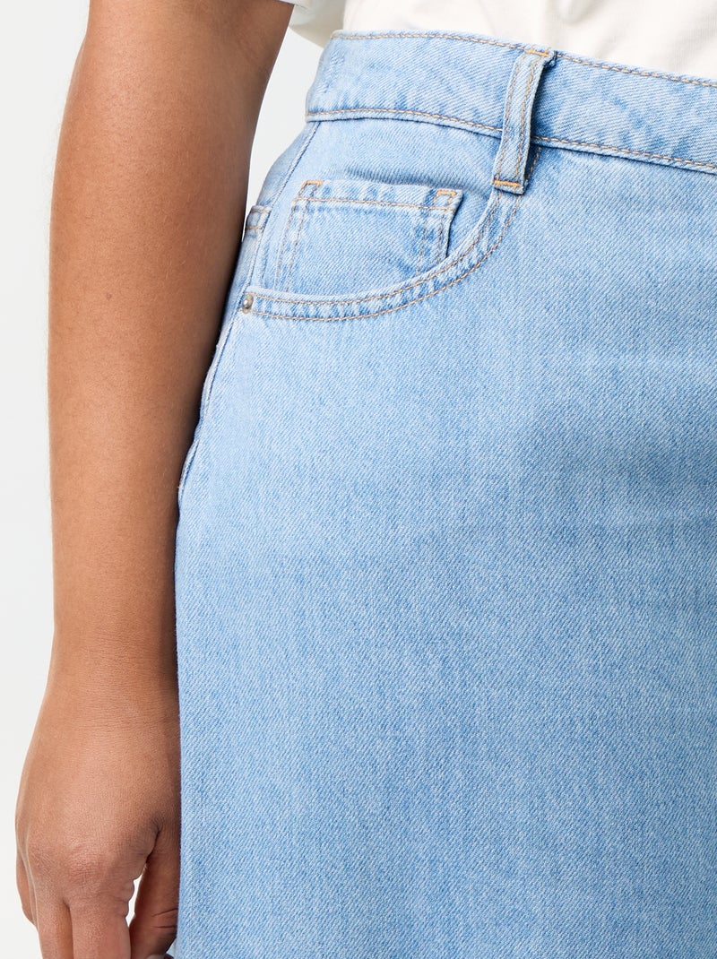 Wide leg jeans met fantasieknopen aan de zijkanten Blauw - Kiabi