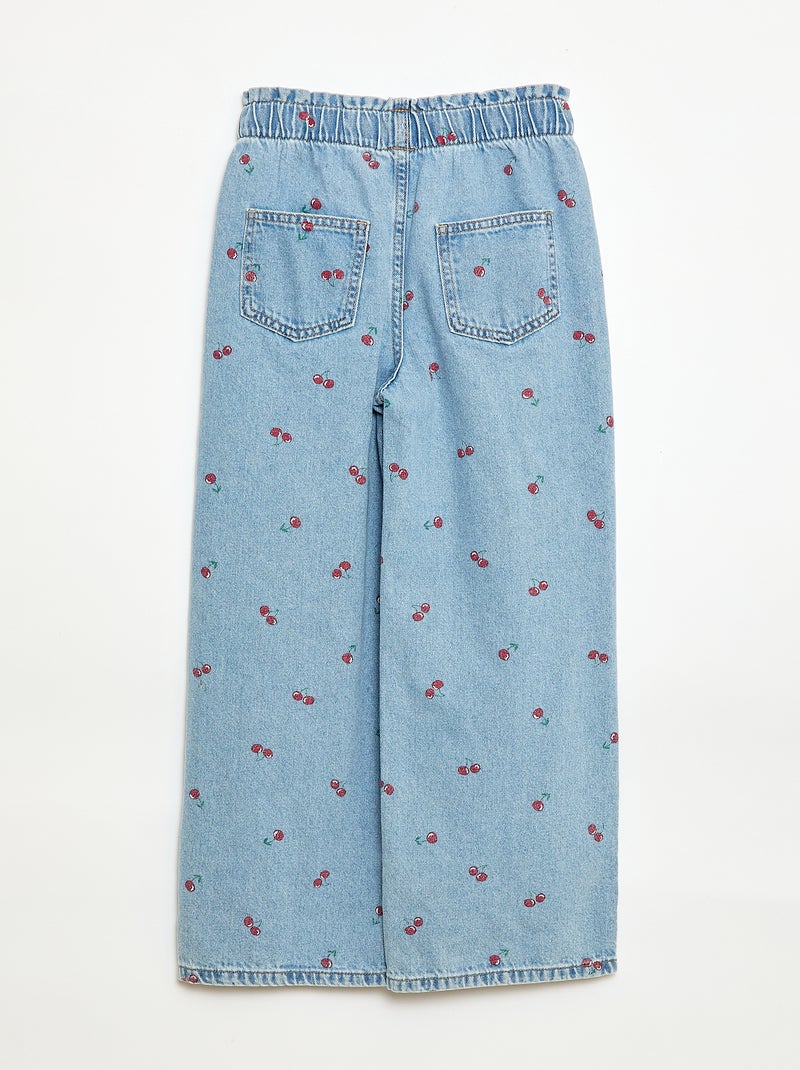 Wide leg jeans met fantasieprint Blauw - Kiabi