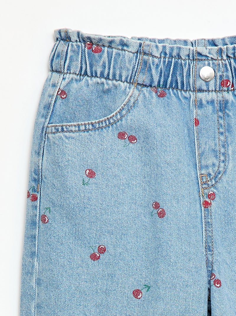 Wide leg jeans met fantasieprint Blauw - Kiabi