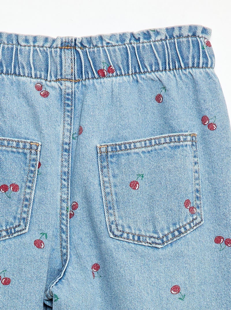 Wide leg jeans met fantasieprint Blauw - Kiabi