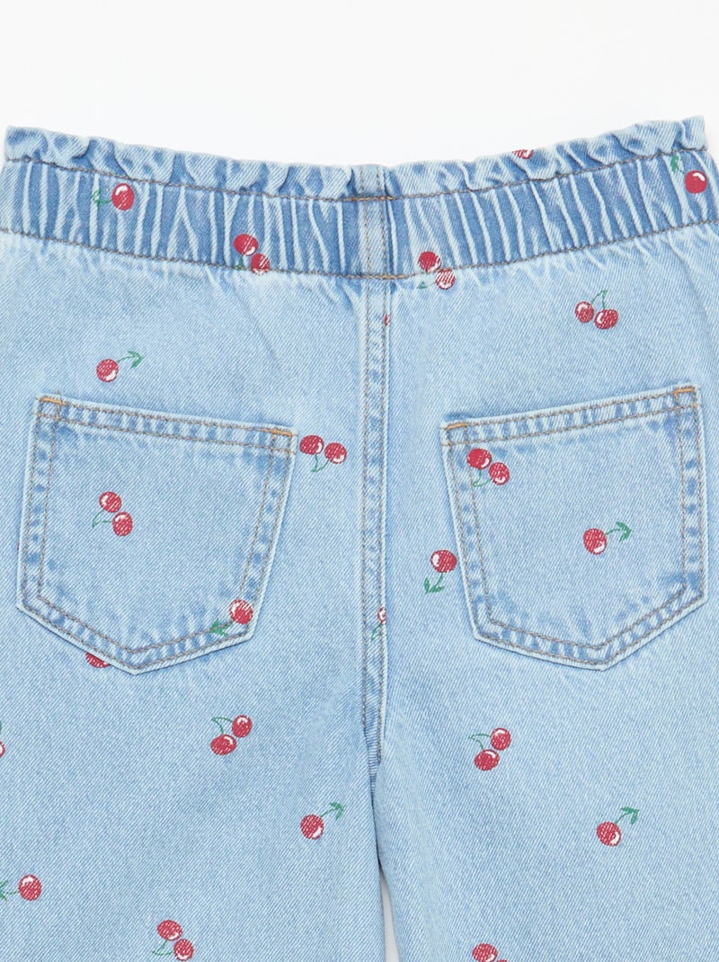 Wide leg jeans met fantasieprint Blauw - Kiabi
