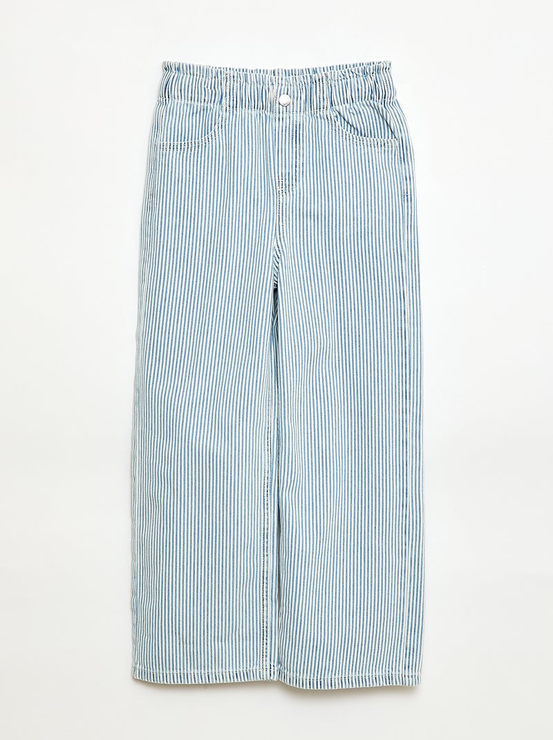 Wide leg jeans met fantasieprint Blauw - Kiabi