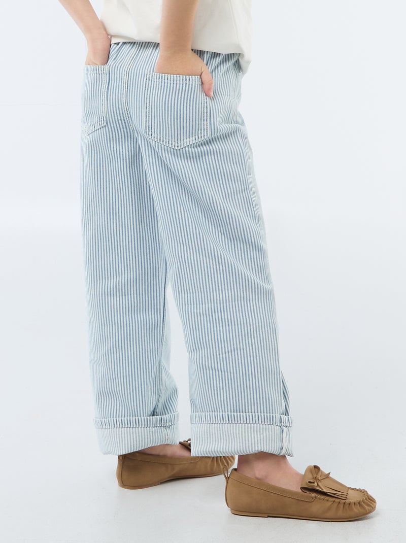 Wide leg jeans met fantasieprint Blauw - Kiabi