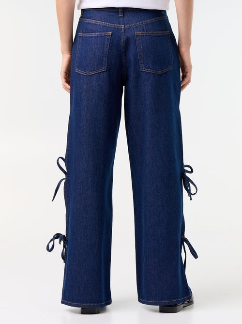 Wide leg-jeans met fantasievolle strikken aan de zoom - Kiabi