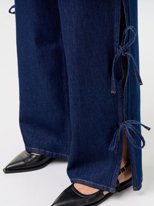 Wide leg-jeans met fantasievolle strikken aan de zoom - Kiabi