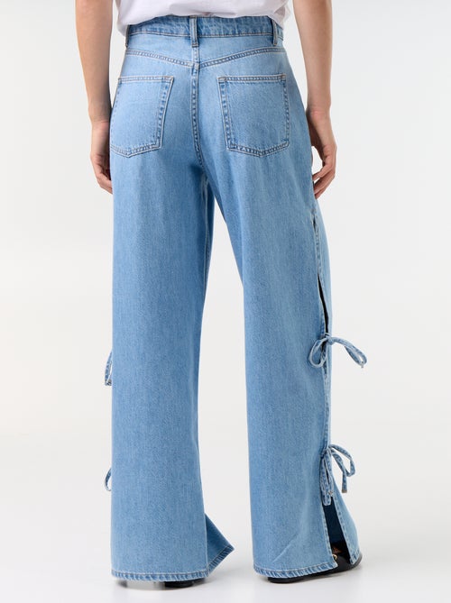 Wide leg-jeans met fantasievolle strikken aan de zoom - Kiabi