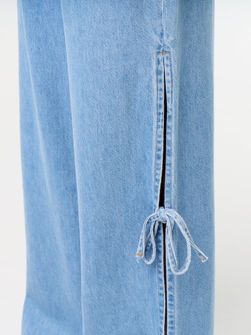 Wide leg-jeans met fantasievolle strikken aan de zoom - Kiabi