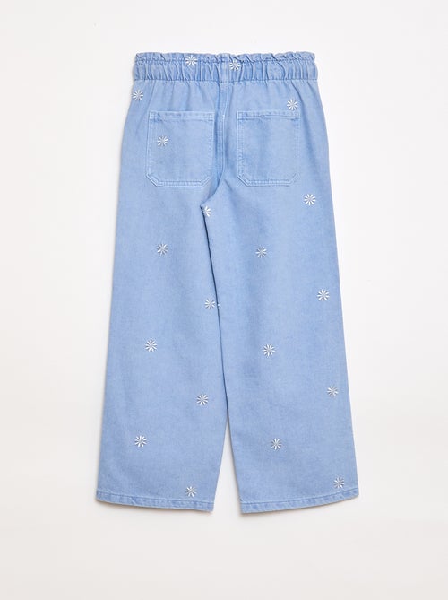 Wide leg jeans met geborduurd motief - Kiabi